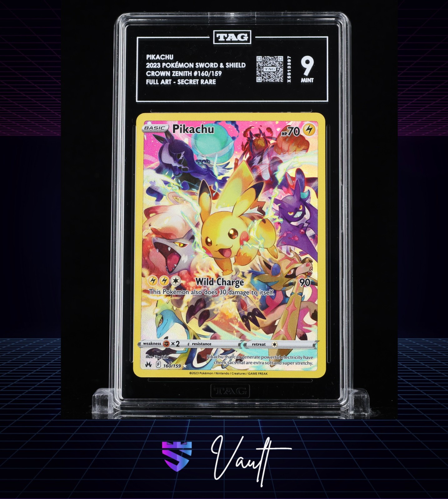 Pikachu · 2023 Crown Zenith #160/159 Full Art - Secret Ra · TAG 9 MINT #X5013397